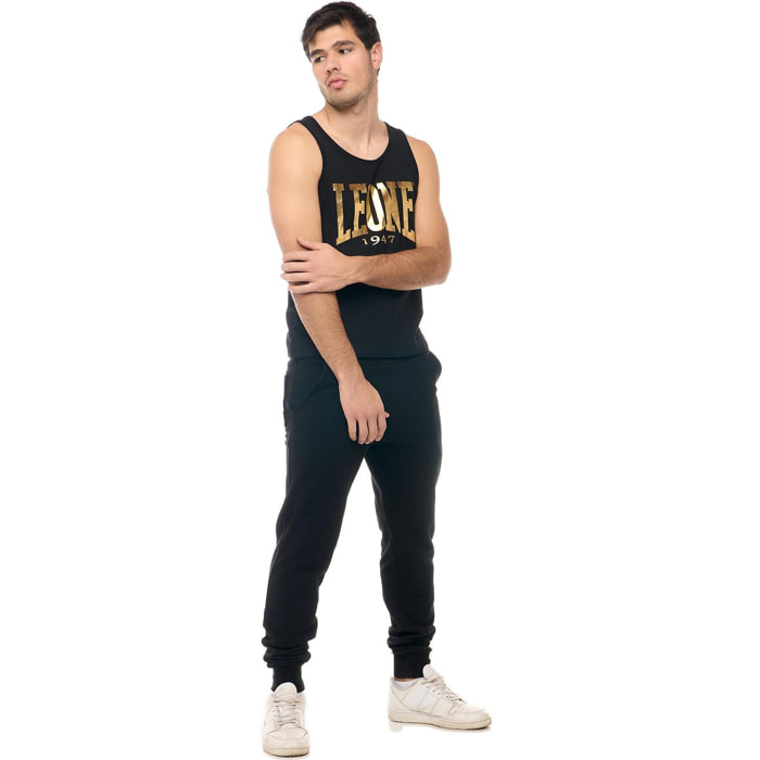 Canotta uomo Leone 1947 Apparel con maxi logo dorato. Per allenamento.