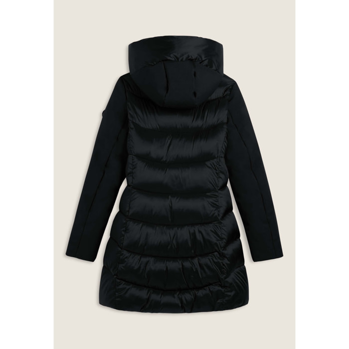 Piumino lungo donna opaco e lucido con cappuccio