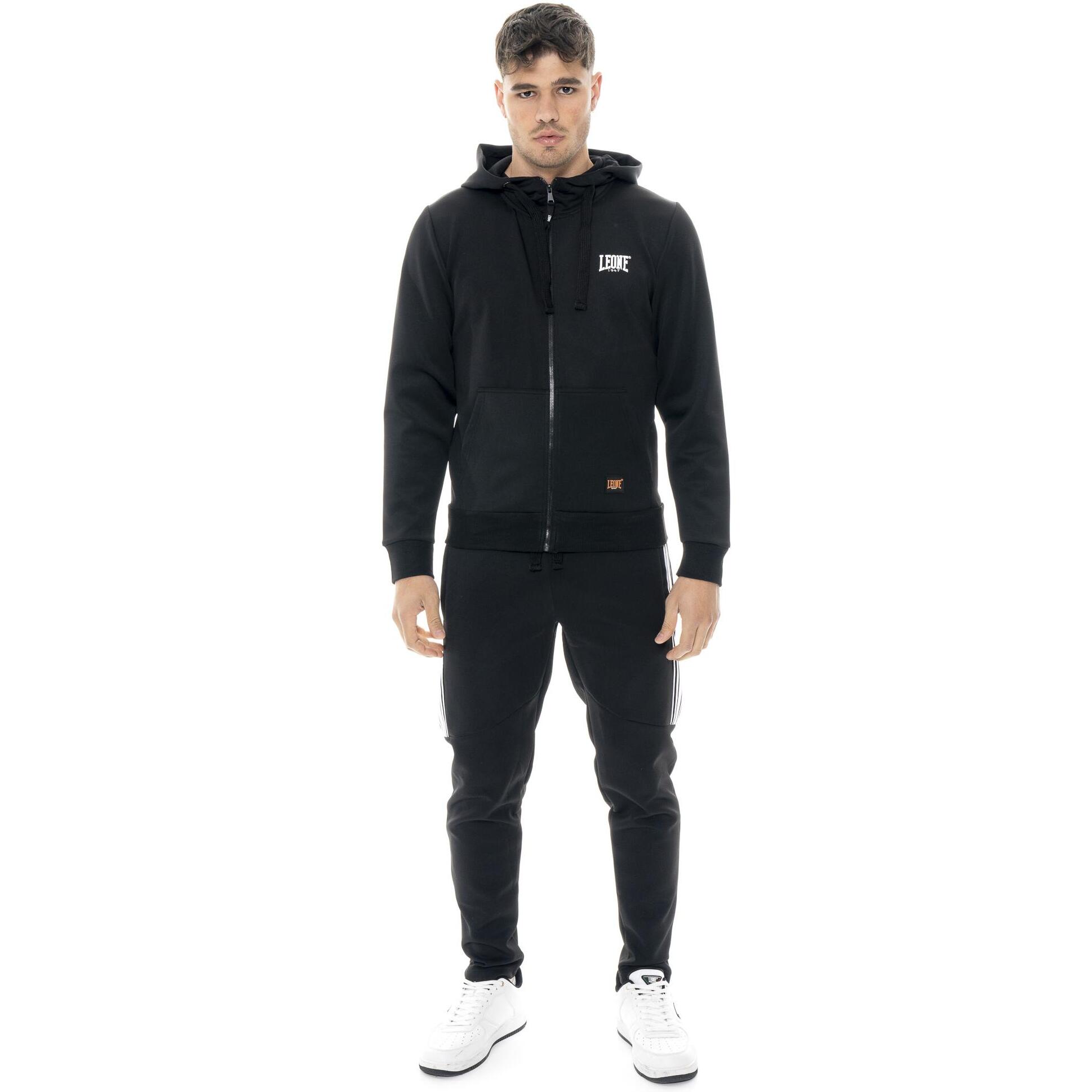 Tuta da uomo in tessuto tecnico con cappuccio e zip, Leone 1947 Tech