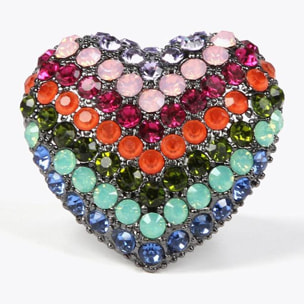 Anello maxi cuore arcobaleno