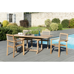 HARRIS - SALON DE JARDIN EN BOIS TECK 4/6 pers - Ensemble de jardin -1 Table rectangulaire extensible 120/180*90 cm