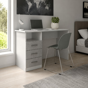 Scrivania Scrittoio Salvaspazio Con Cassetti Mobile Desk Postazione Pc Studio Ufficio Soggiorno Sala Pranzo 120 x 72 x 48 Cm Bianco Grigio Cemento