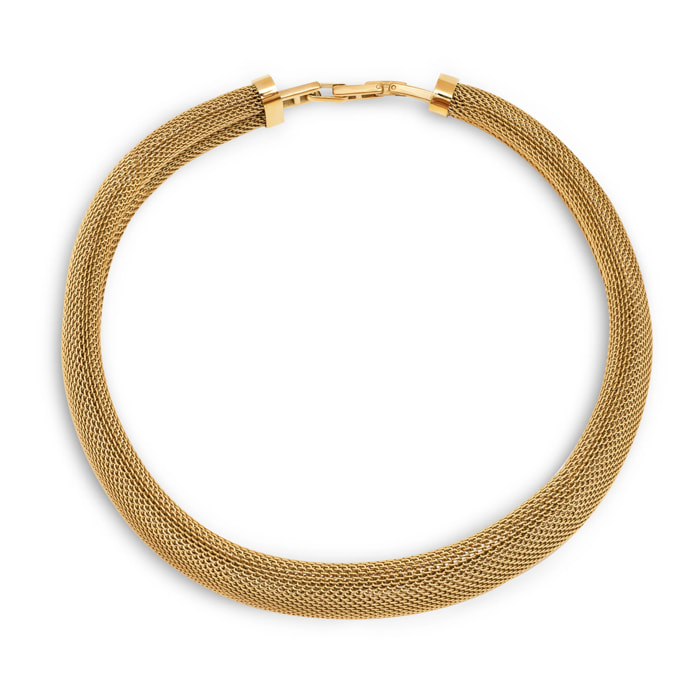 Choker Malla Acero Baño Oro