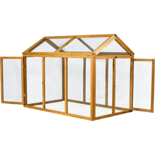 Enclos extension en bois pour poulailler "Coco" - 6 poules - Marron