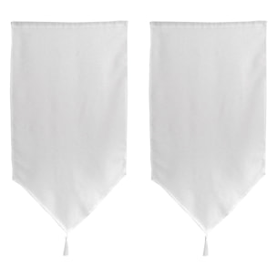 Paire de petits voilages en pointe avec pompon - Blanc
