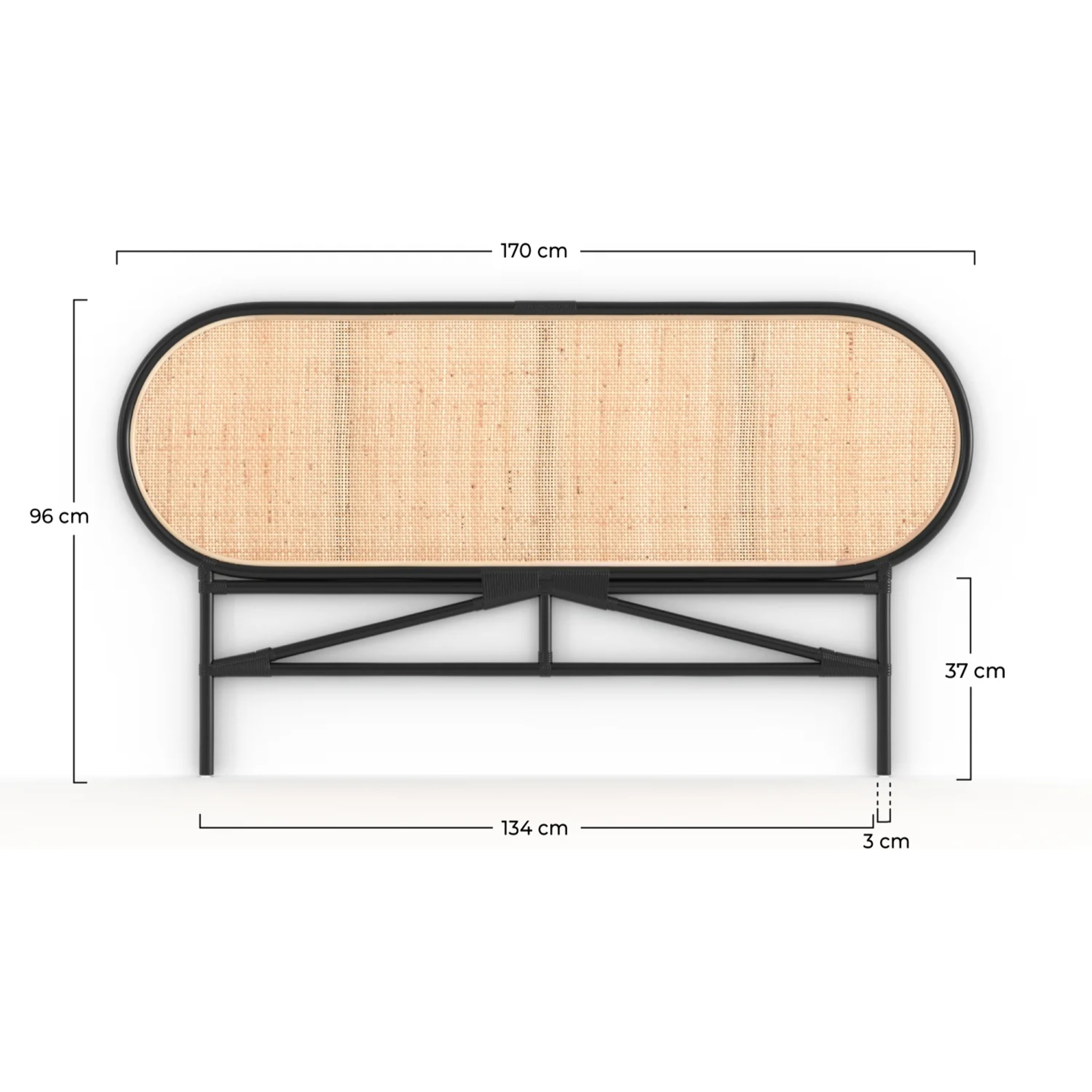 Tête de lit en rotin naturel et noir 140 cm - Navahino
