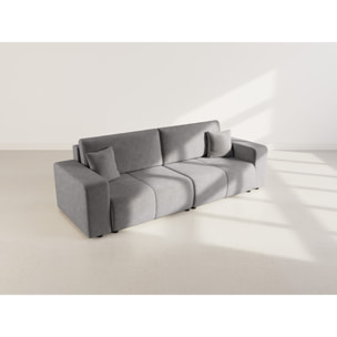 Nicole - Canapé droit 4 places convertible avec coffre en tissu - Gris