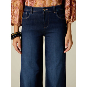 Oltre - Jeans wide leg a lavaggio scuro - Blu