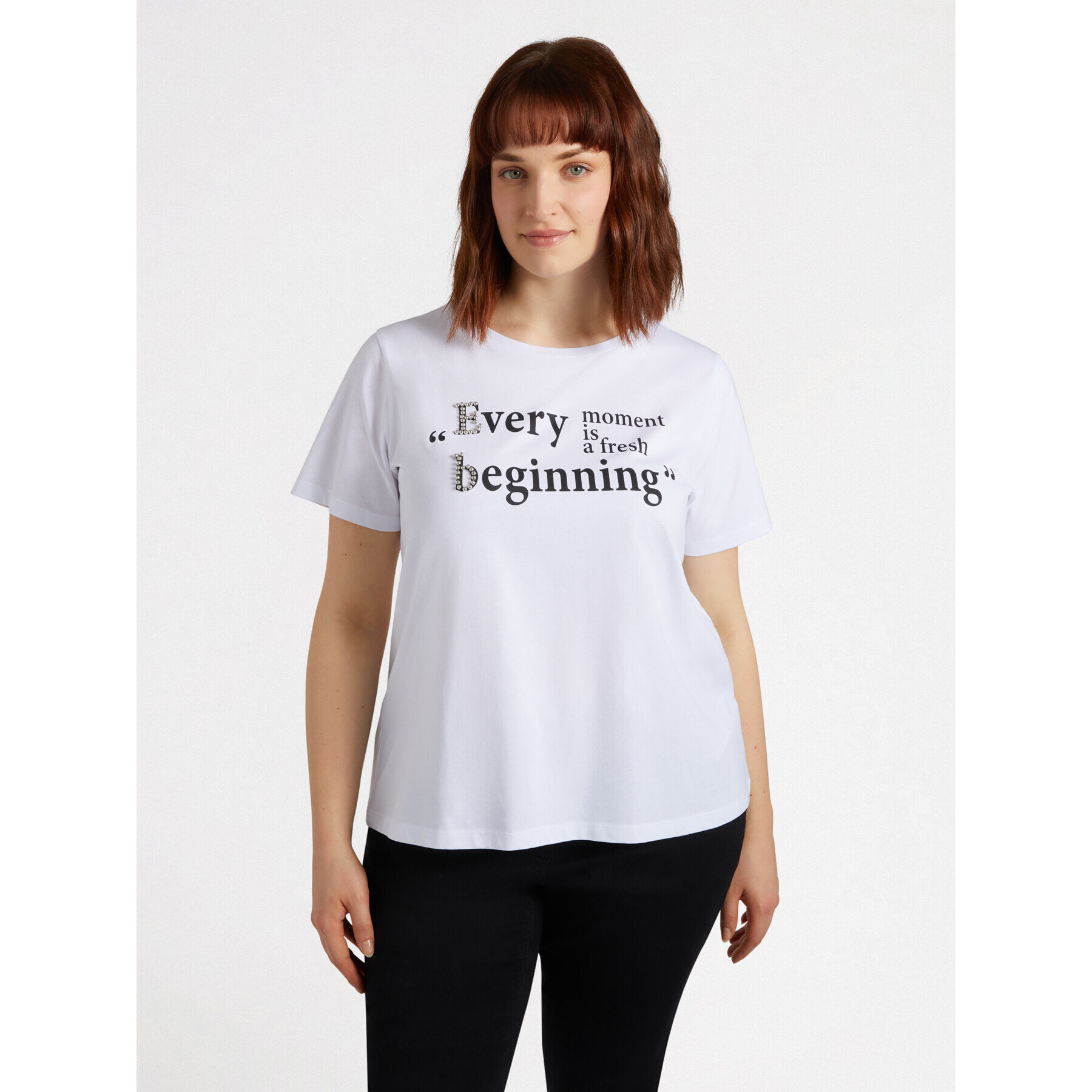 Fiorella Rubino - Camiseta con texto y bordado - Blanco