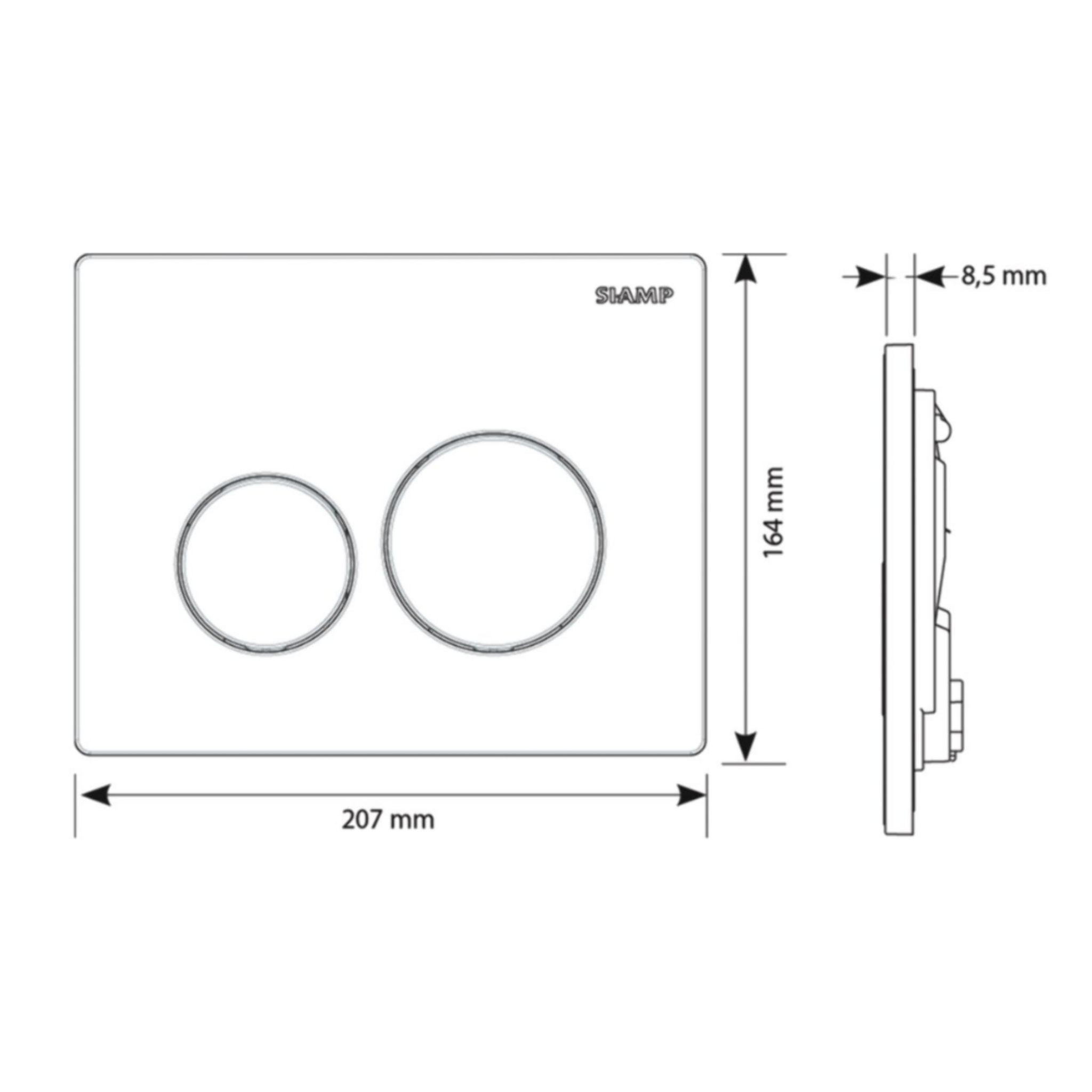 Bati support SIAMP Ingenio Premium quieto + plaque de commande blanche