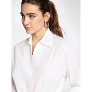 Elena Mirò - Camisa de popelín mangas tres cuartos - Blanco