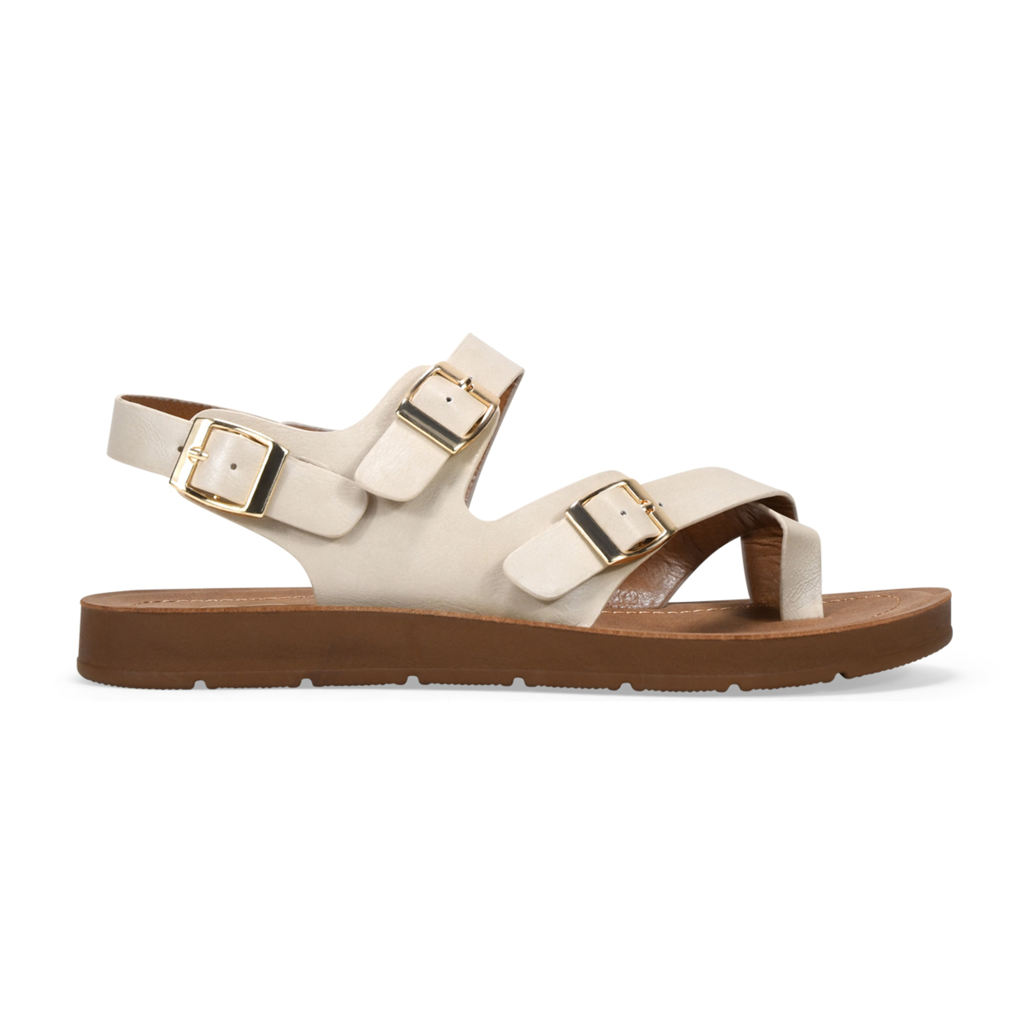 Sandalias de dedo beige con hebillas