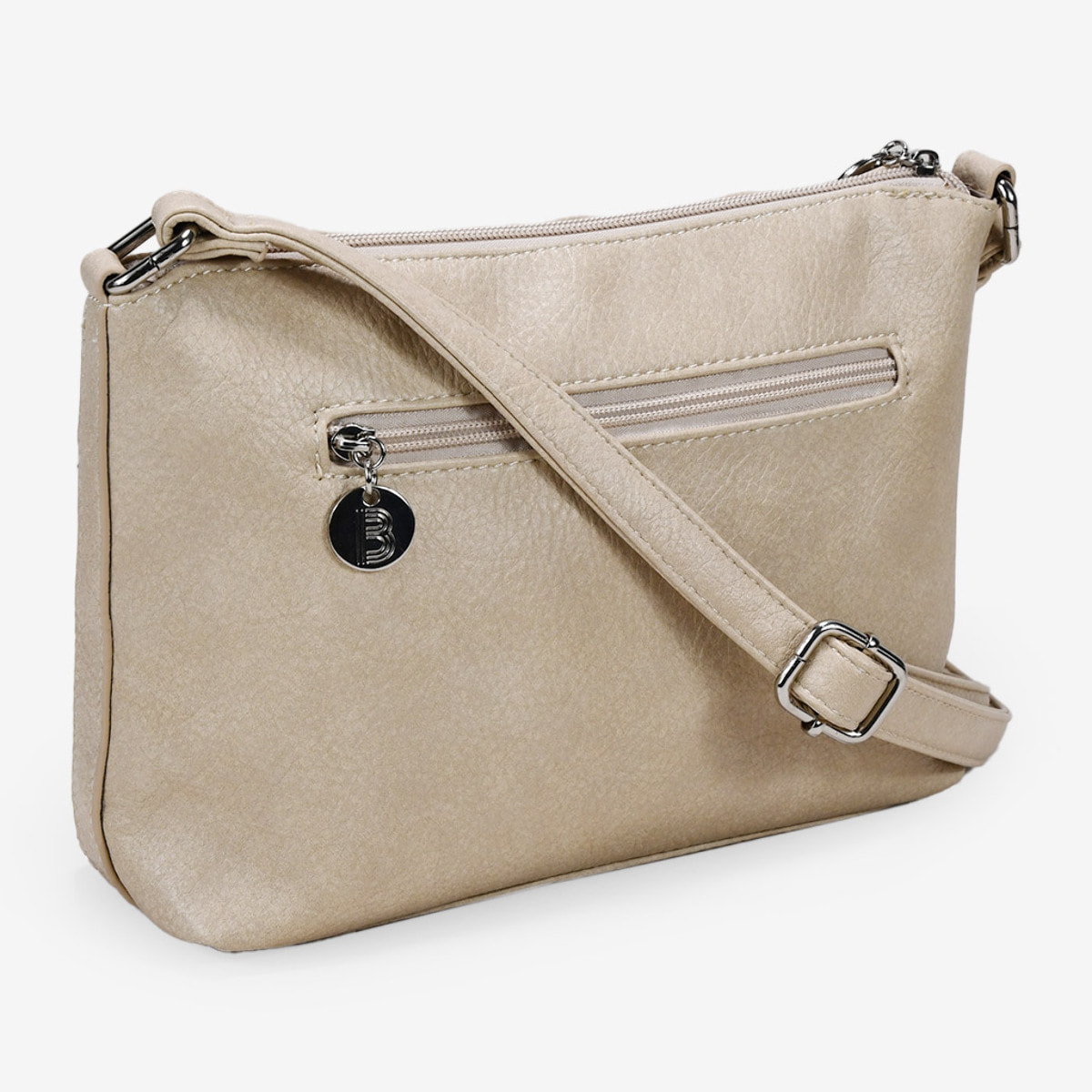 Bolso bandolera beige con cremallera