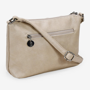 Bolso bandolera beige con cremallera