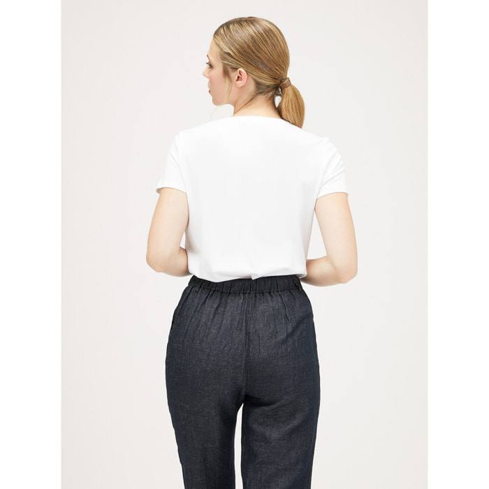 Motivi - T-shirt con applicazione a ricamo - Bianco