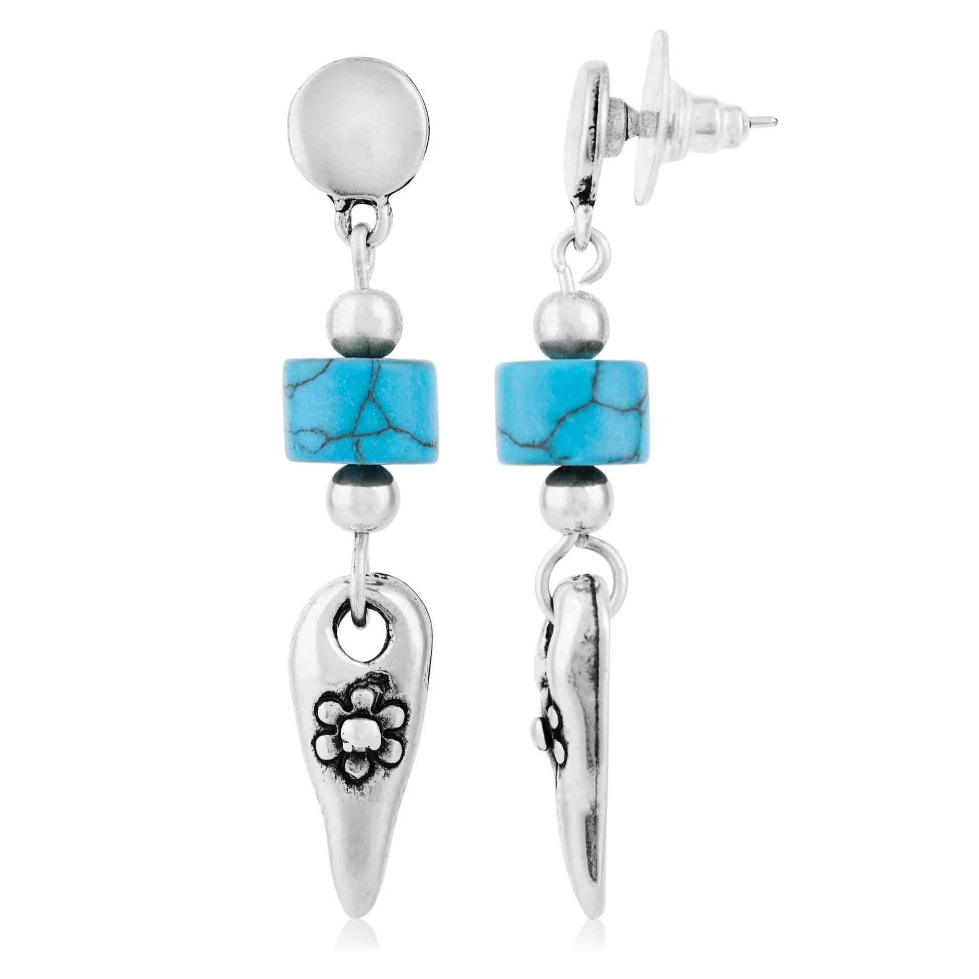 Pendientes plateado con piedra turquesa