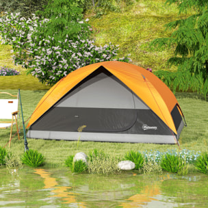 Tienda de Campaña para 2-4 Personas Tienda de Camping Plegable con Puerta Ventana de Malla Bolsillos Gancho y Bolsa de Transporte Impermeable Fácil Instalación para Senderismo Naranja y Gris