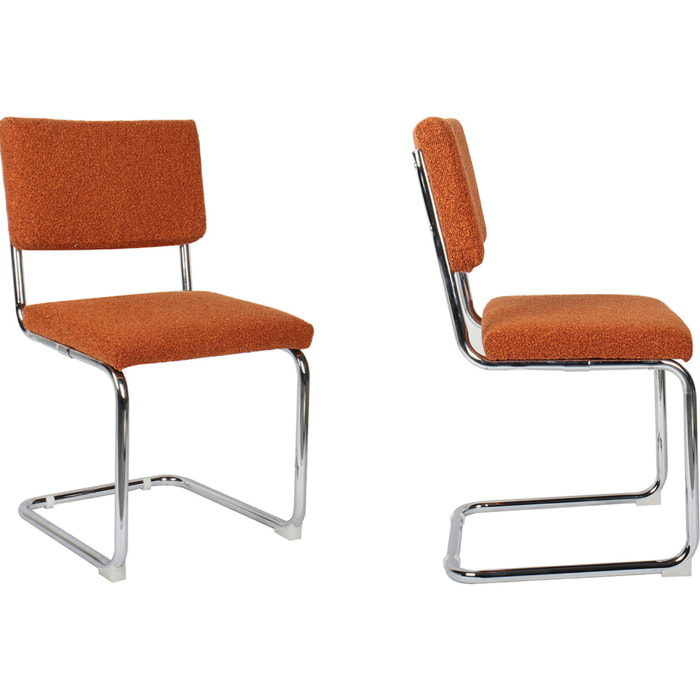 Lot de 2 chaises en tissu bouclé et métal chromé - DULCE