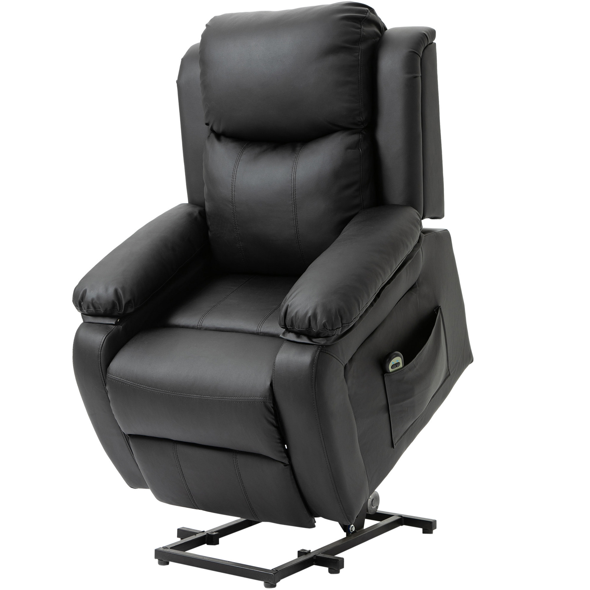 Fauteuil de relaxation électrique fauteuil releveur inclinable repose-pied ajustable revêtement synthétique noir