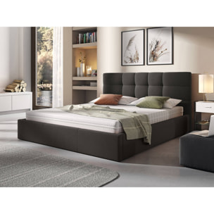Mael - lit coffre - 160x200 - en tissu - sommier inclus - Gris Anthracite