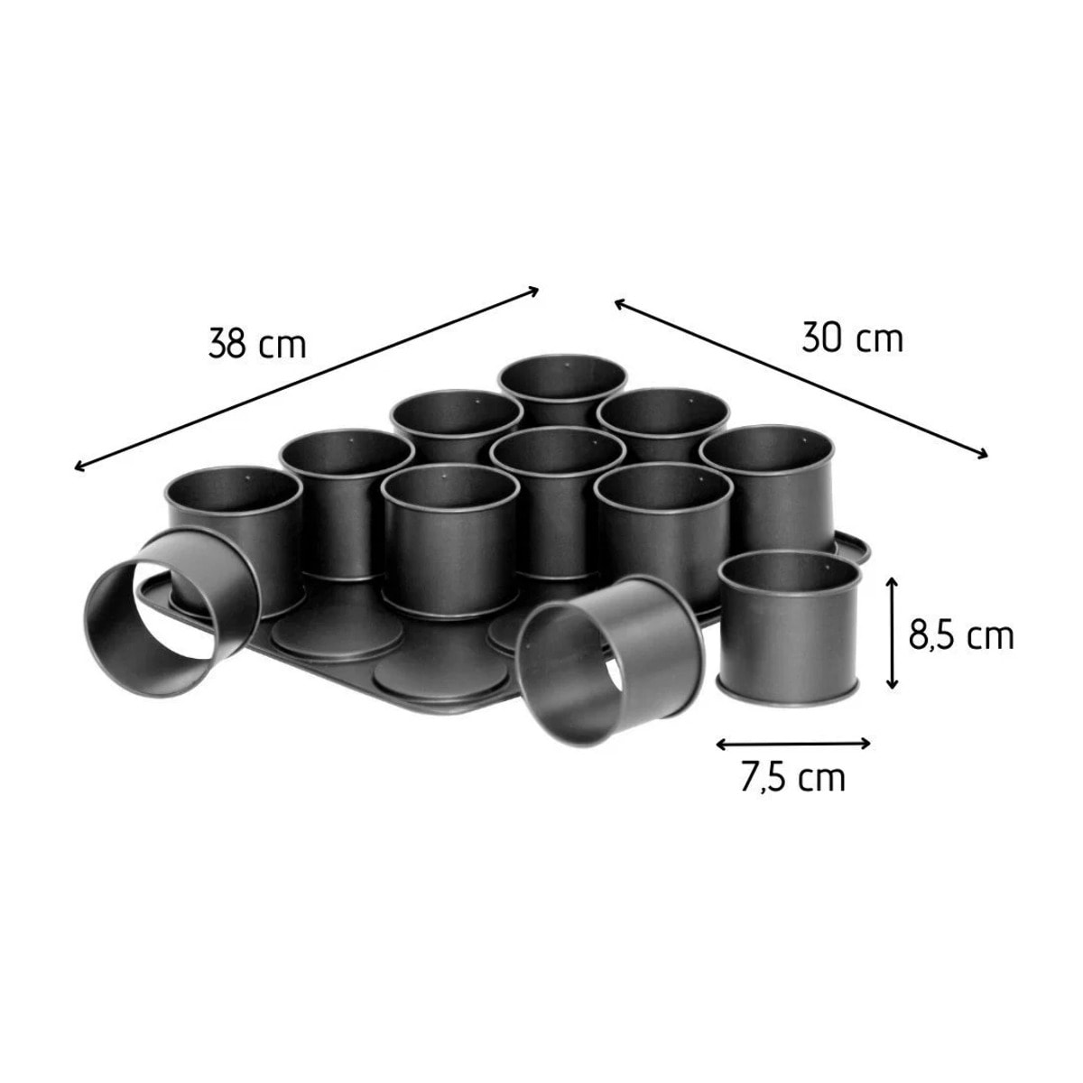 Set de 4 ustensiles de pâtisserie moule à gâteaux 2 bols et spatule Black mettallic Black mettallic Zenker  Black mettallic