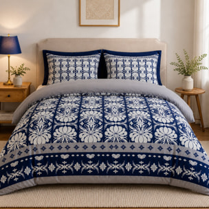 Parure housse de couette 100% coton 3pcs folk