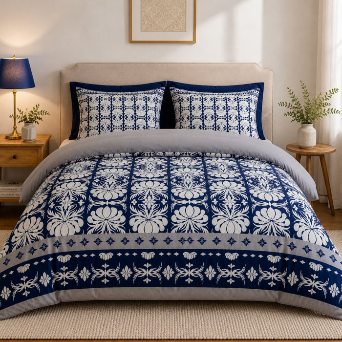 Parure housse de couette 100% coton 3pcs folk