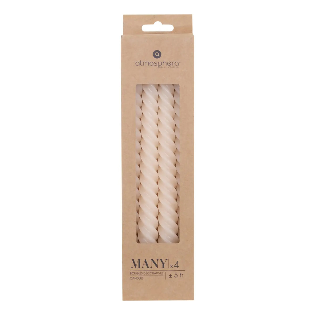 4 bougie-bâtons "Twist many" ivoire 180g