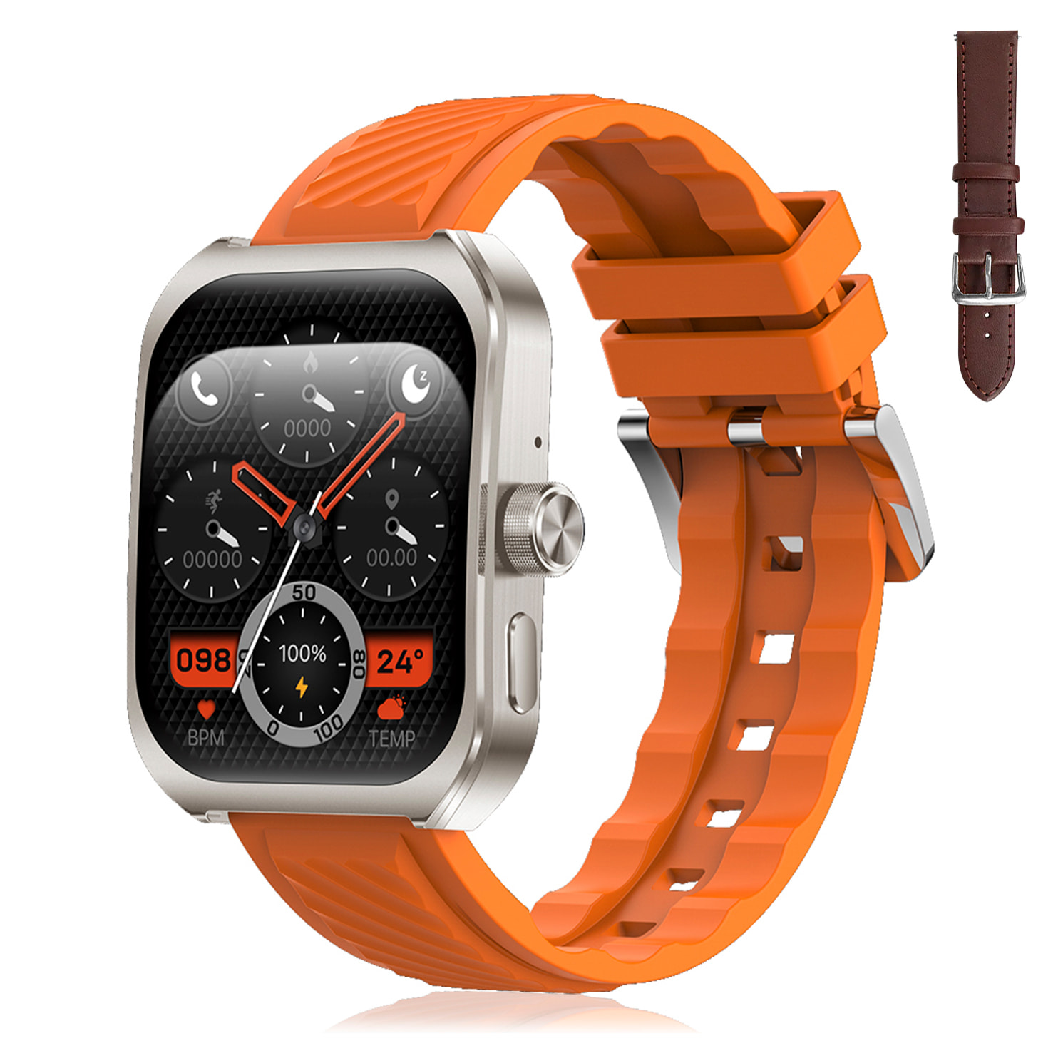 DAM Smartwatch Z88 Pro doble pulsera. Funciones outdoor, llamadas BT, notificaciones push. Funciones deportivas + salud. 5,2x1,2x4,1 Cm. Color: Naranja