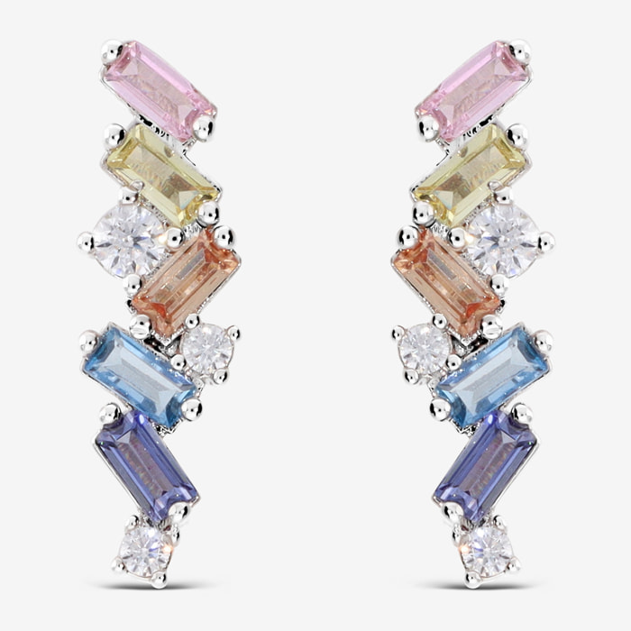 Orecchini Pendenti con Cubic Zirconia Multicolore