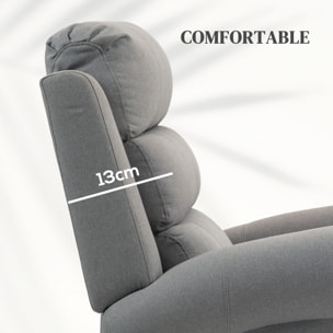 Sillón Relax Reclinable Eléctrico Levanta Personas, con Masaje Vibratorio y Calor, Sillón Elevador, con Control Remoto, Reposapiés, Tapizado en Lino, Bolsillos Laterales, Gris