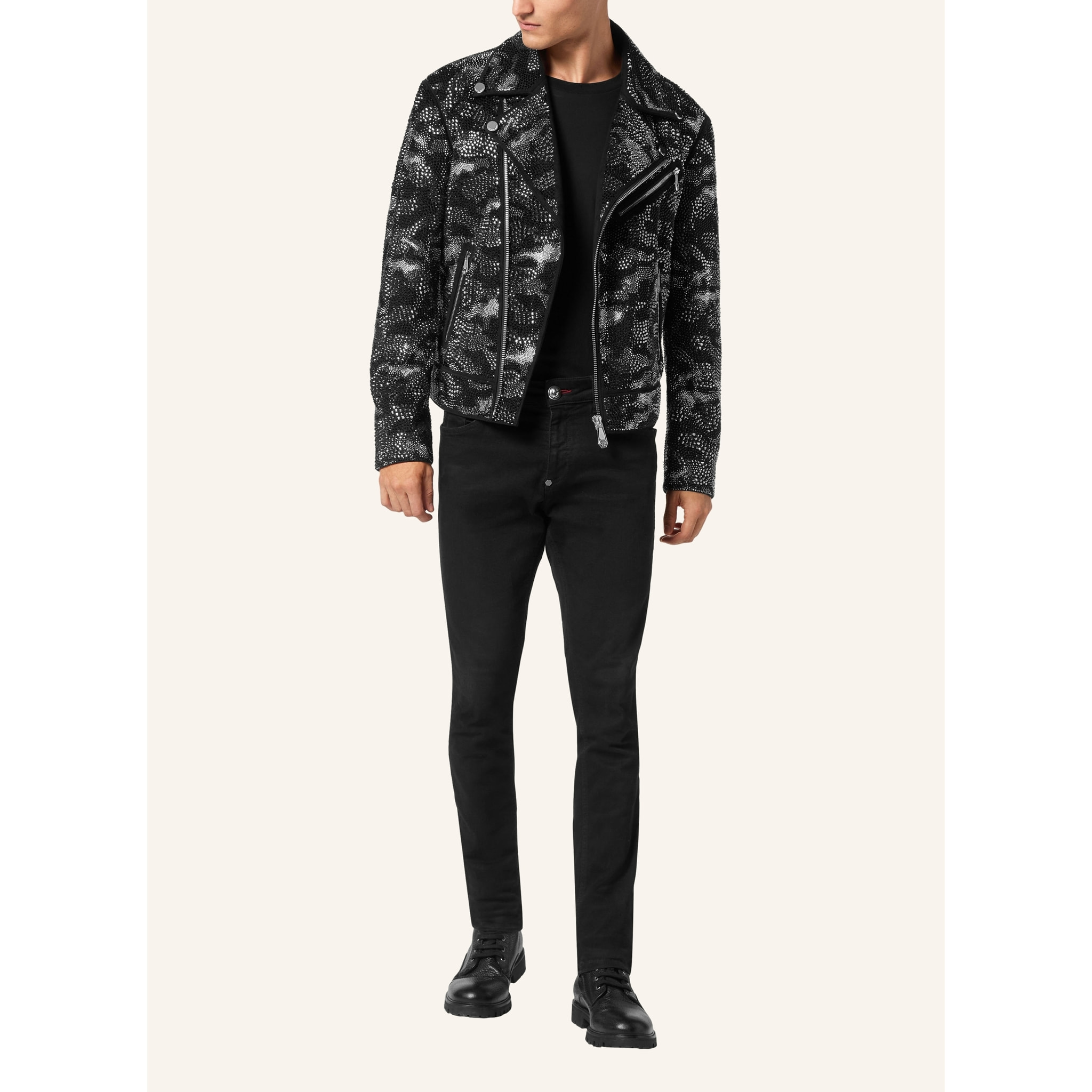 PHILIPP PLEIN Leather Jacket CAMOUFLAGE