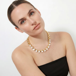 Collar de Madreperla Blanca acabado en oro amarillo de 18k