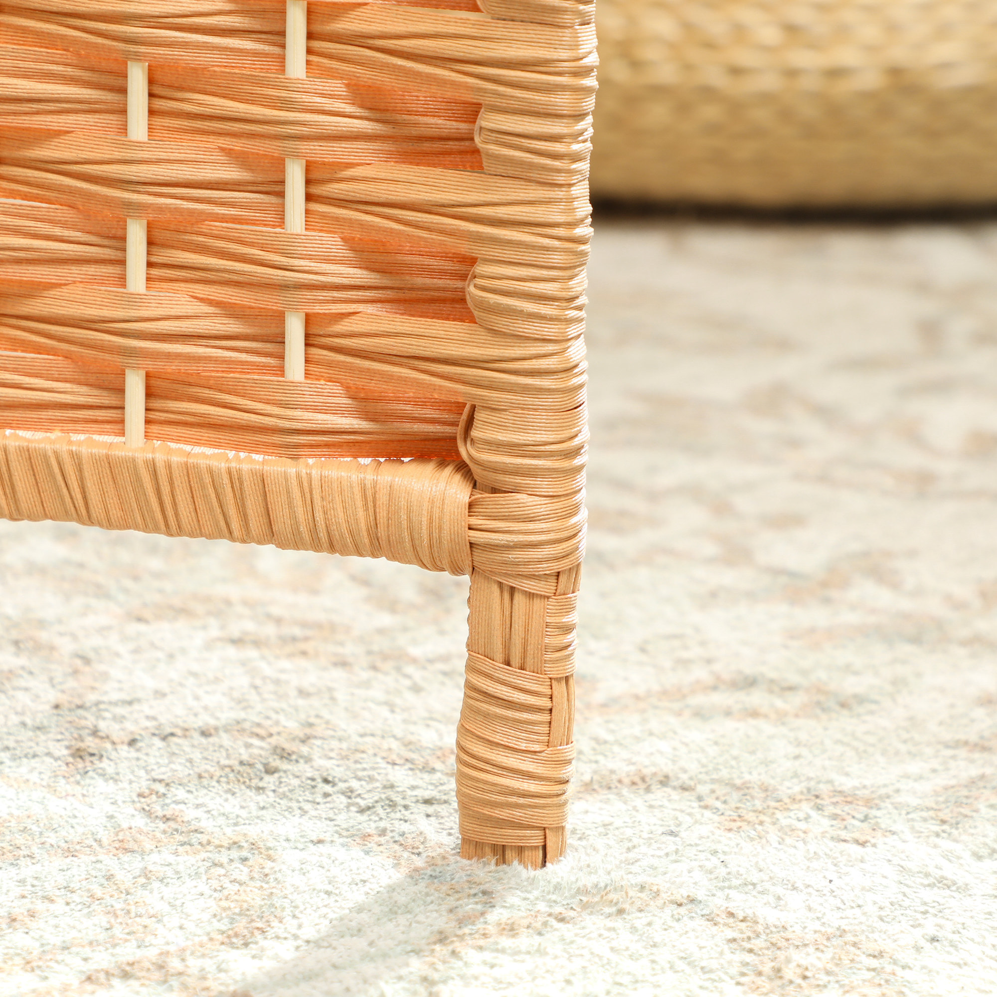 Paravent intérieur en bois 4 panneaux 180 x 180 cm séparateur de pièce pliable bois orangé