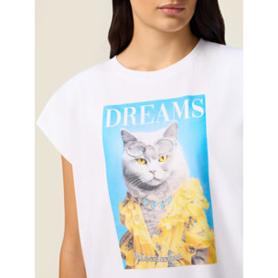 Oltre - T-shirt con stampa e applicazioni - Bianco