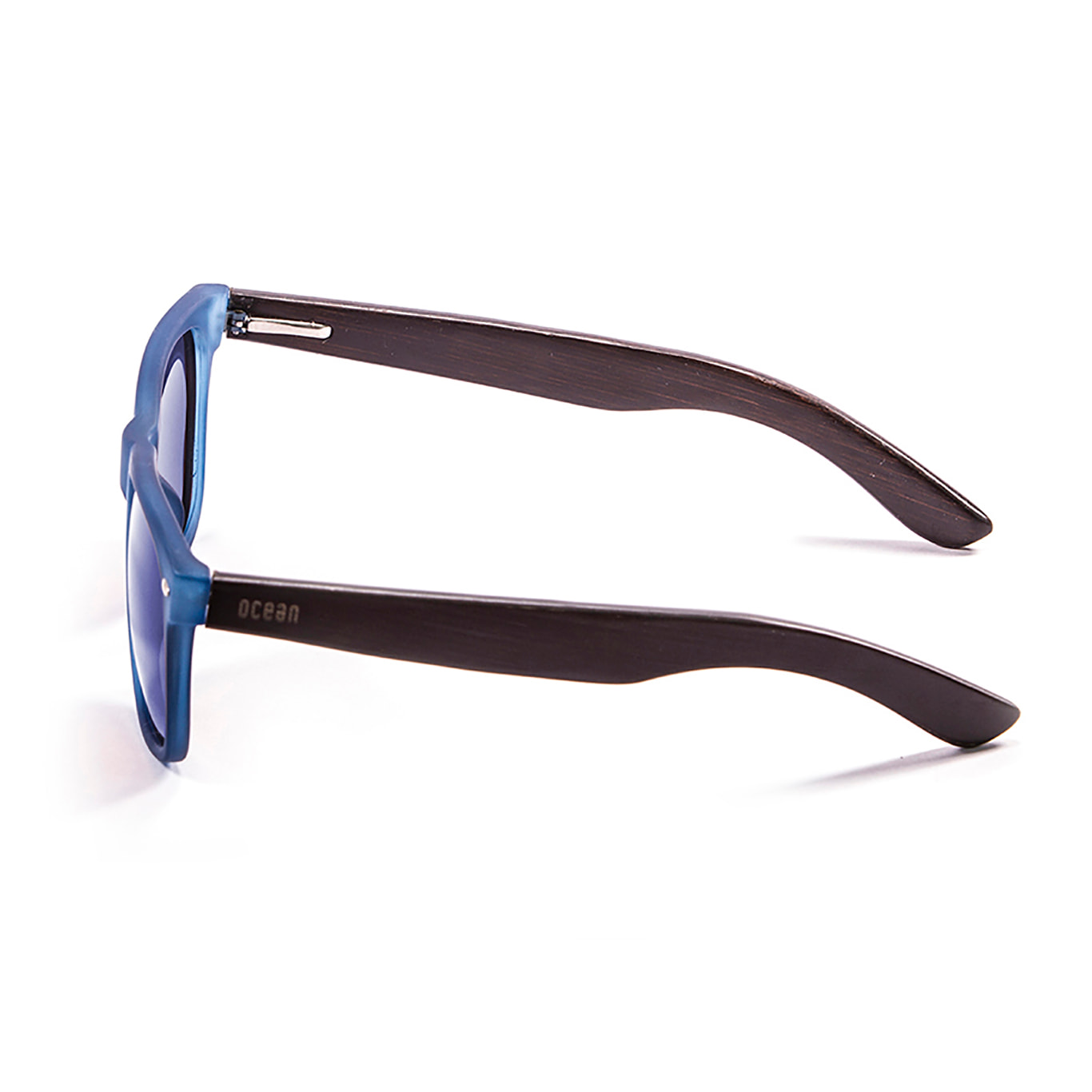Gafas de sol OCEAN BEACH WOOD - Patilla marrón bambú con montura azul transparente / Revo azul