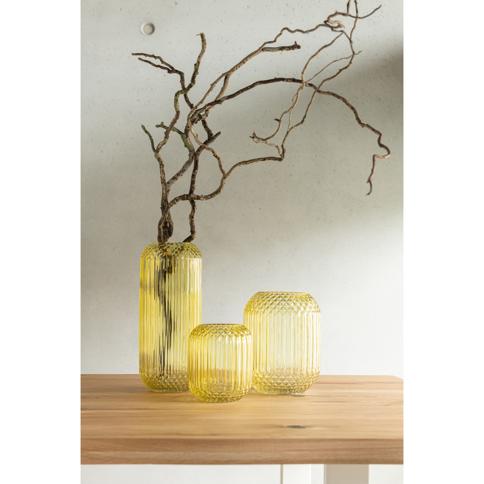 J-Line Vase Droit Taille Verre Jaune Small