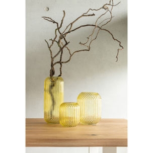 J-Line Vase Droit Taille Verre Jaune Small