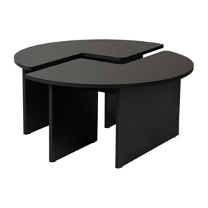 Table basse ronde noire effet bois - design puzzle MARFA