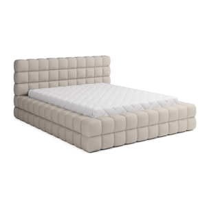 Kingston - lit coffre - 140x200 - sommier inclus - en tissu bouclette - Beige