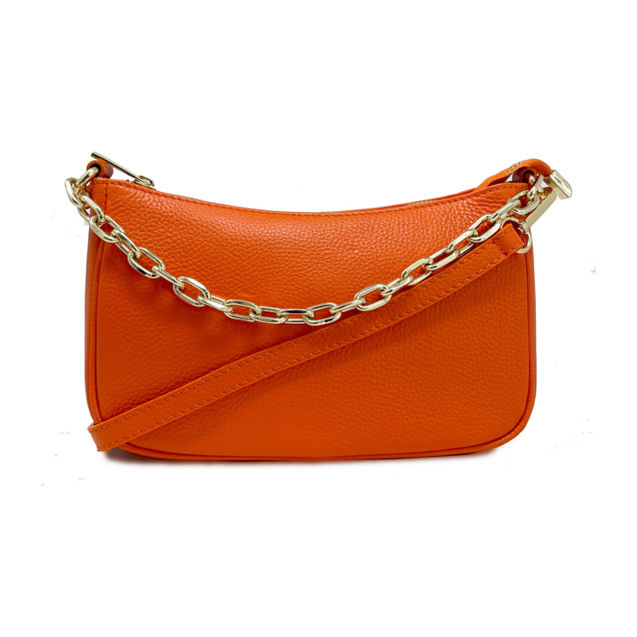 Chicca Borse - Tracollina Clutch Donna in Vera Pelle - Colore Arancione