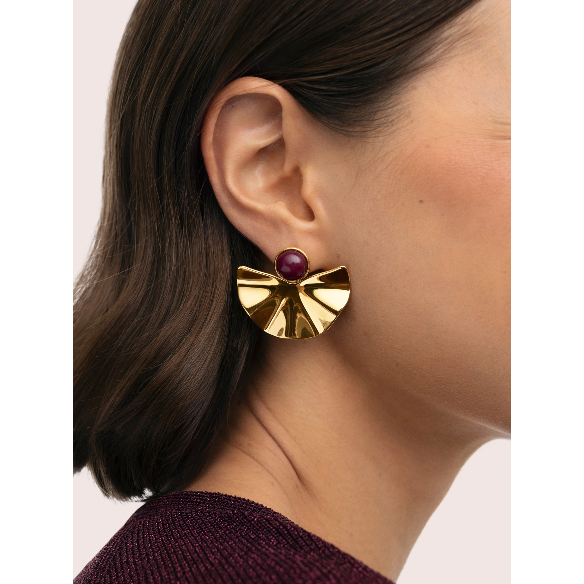 Pendientes Amara Stone Acero Baño Oro