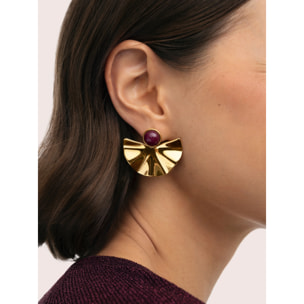 Pendientes Amara Stone Acero Baño Oro