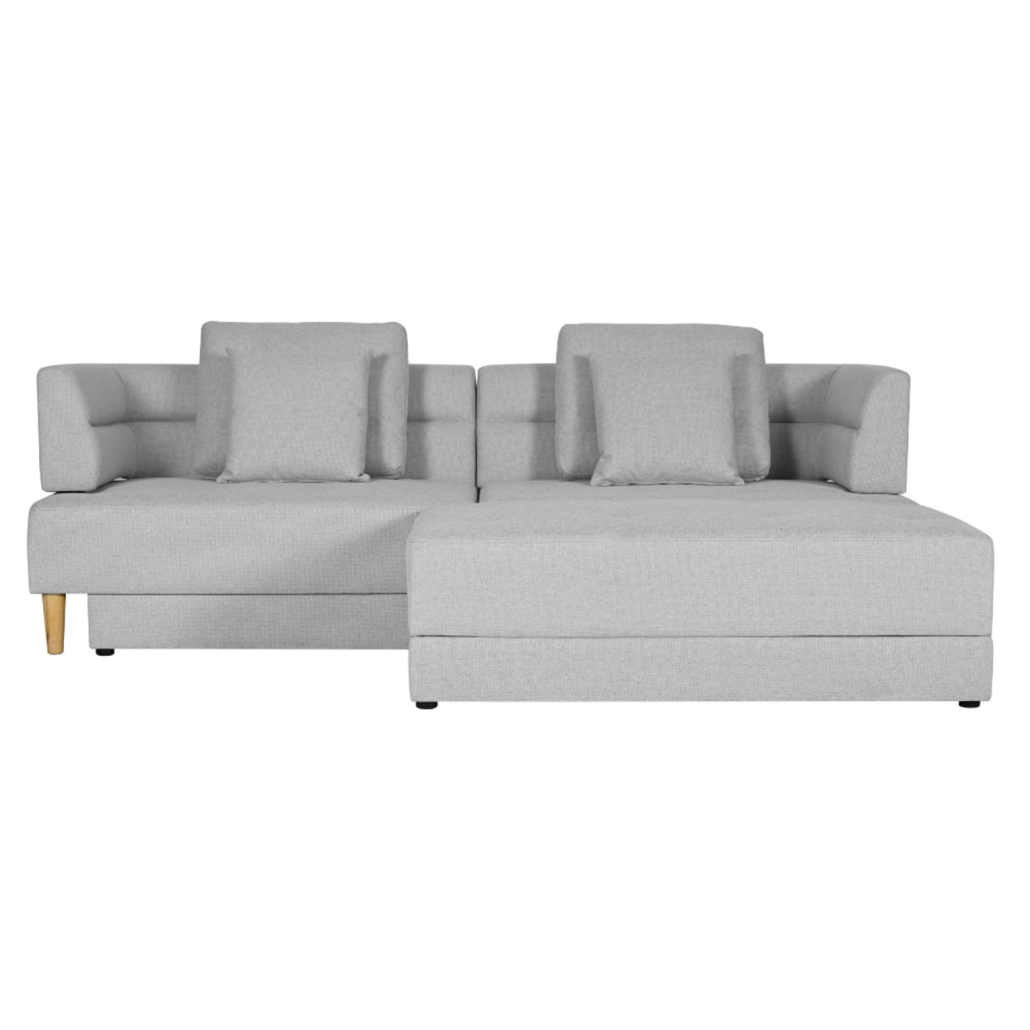 Canapé 4 places multifonction en tissu gris clair COLIN
