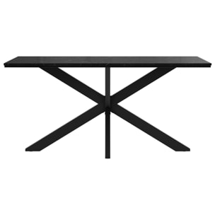 Tom - table à manger - plateau effet marbre - pieds en métal - 4 à 6 personnes - Noir