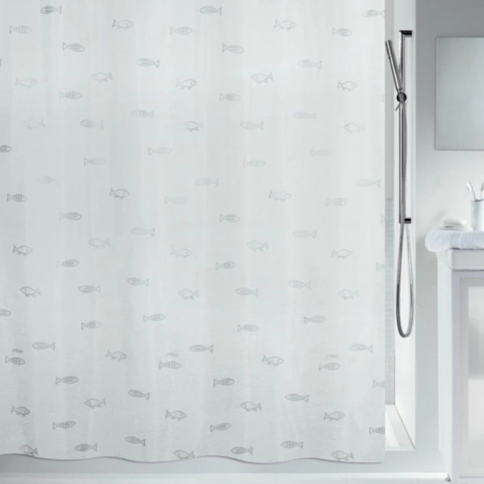 Rideau de douche Polyester KOS 180x200cm Argent Spirella