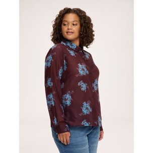 Fiorella Rubino - Camicia con stampa in misto seta - Bordeaux