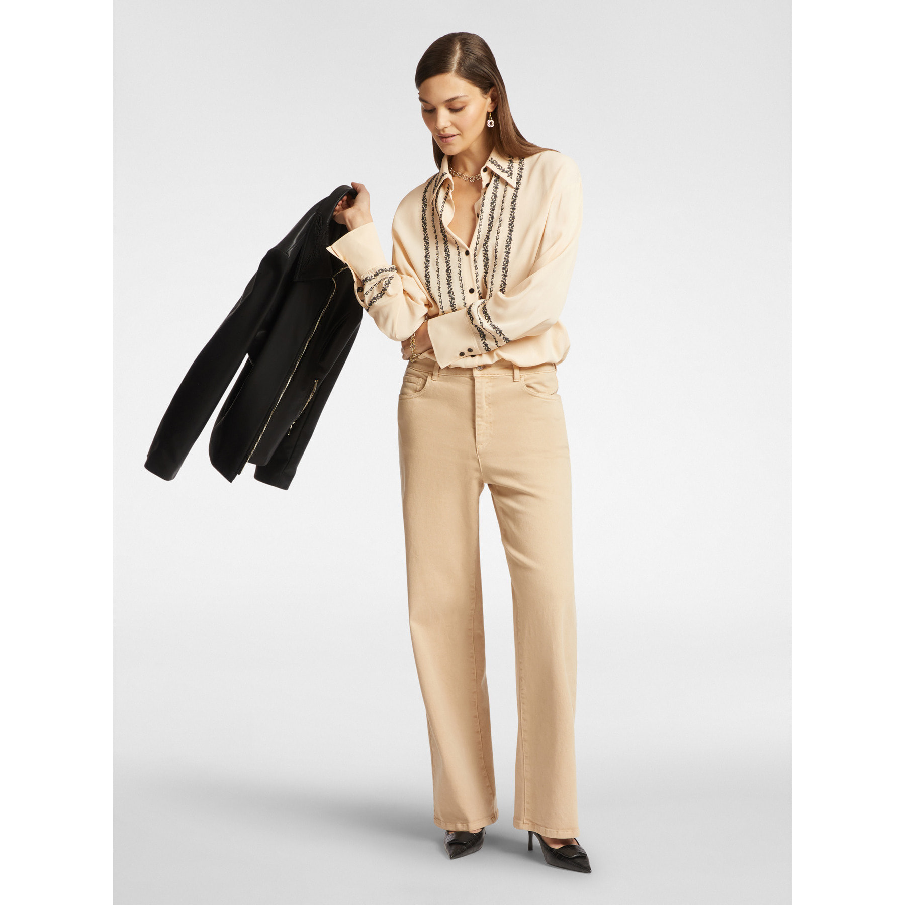 Elena Mirò - Camisa bordada - Beige