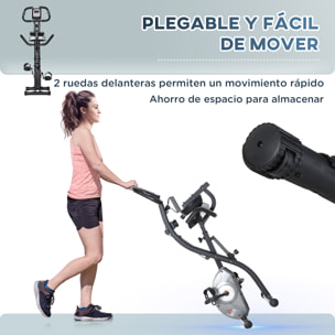 Bicicleta Estática Plegable Resistencia Magnética Ajustable de 8 Niveles con Sensor de Pulso Pantalla LCD Sillín Regulable Respaldo Bandas para Entrenamiento en Casa 107x53x107 cm Negro