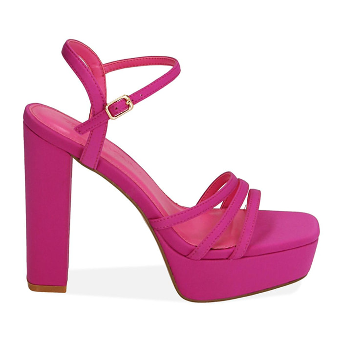 Sandali fucsia in lycra, tacco 12 cm